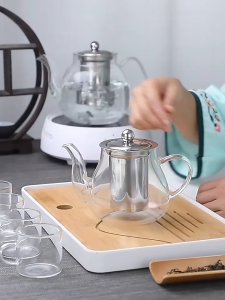 Ấm pha trà thủy tinh chịu nhiệt lõi lọc inox 304