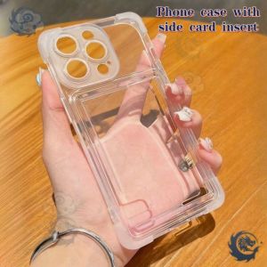 For iPhone 15 16 Pro Max 14 13 12 11 Pro Max 16 Plus Shockproof wallet clip camera slot transparent multi-color simple soft silicone shell