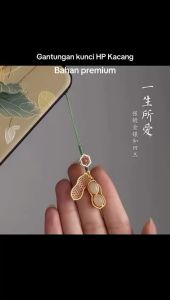 [SPRINTT] GK054 Gantungan HP Kacang Emas Premium Souvenir Tali Merah/ gantungan kunci mobil / tas / hp Gantungan Kunci Pria Wanita