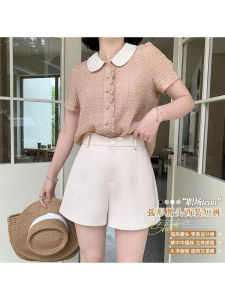 High Waist Slimming Suit Short Pants Wide Leg Loose Casual Pants for plus Size Women Spring Fashion Commute Style Polyester Blend