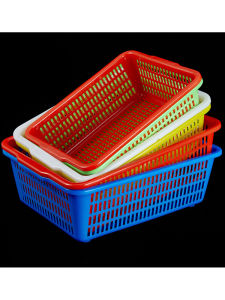 Thickened Plastic Vegetable Washing Basket Home Use Drain Basket Rectangular Large Size Storage Basket Commercial Use Scene