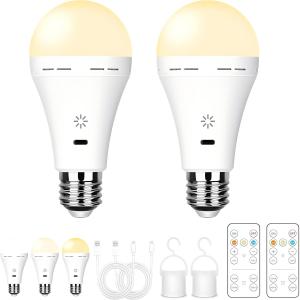 Rechargeable Light Bulbs 2600mAh Large Battery Backup Light Bulb Perfect As Emergency Lights for Home Hurricane Prepareness Item