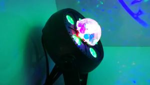 ไฟ5in1 LED PAR Bola DISCO 6X3W RGBW ไฟดิสโก้ควบคุม DMX เอฟเฟกต์แสงสีเสียงในคลับง านแต่งงาน งานแสดง ไฟเลเซอร์ ตรงกลางหมุนพร้อมกระพริบตามเสียงเพลง