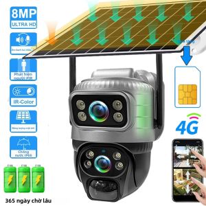 Camera IP Năng Lượng Mặt Trời V380 4G Với Thẻ SIM Tiết Kiệm Năng Lượng Chống Nước CCTV 1080P Tầm Nhìn Ban Đêm Phát Hiện Chuyển Động PIR Tích Hợp Pin