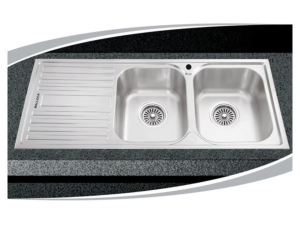 Chậu rửa bát Malloca MS1025RNEW inox cao cấp chế tạo bán thủ công thiết kế 2 hố kèm bàn chờ tiện lợi