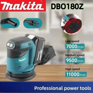 Makita | Genuine Makita DBO180Z 18V Lithium Battery Orbital Sander 175mm Efficient Dust Collection Wood Metal Surface Polishing Machine