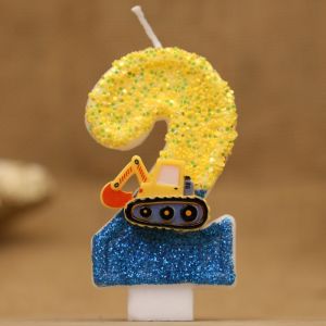 Cute Fashion Creative Engineering Car Excavator Number Birthday Cake Candle Gift Decoration Handmade Birthday Candle Boy Party