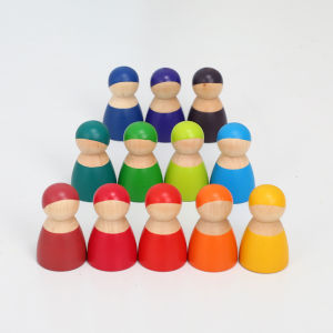 LEKU | Rainbow Wooden Blocks Railway Train Set Educational Toy