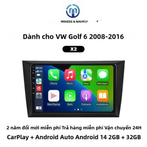 Hệ Thống Radio Đa Phương Tiện Double Din Tích Hợp Wireless Carplay Và Android Auto Dành Cho Xe VW Volkswagen Golf 6 2008-2016 Với GPS Navi FM BT