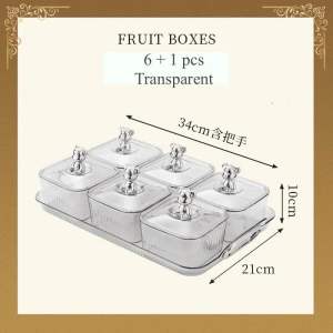【7 in 1】Acrylic Light Luxury Elegant Fruit Plate With Tray Candy Tray With Lid Raya New Year Gift