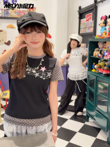 เสื้อยืดคอกลมแขนสั้นทรงสลิมฟิตสำหรับผู้หญิง NELY Y2K Light Wind Creative Note Star ฤดูร้อน 2025 แฟชั่นสตรีทสไตล์หวานและเท่