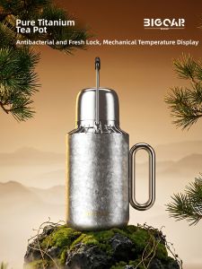 BIGCAR | Portable Thermal Insulation Titanium Teapot With Temperature Display