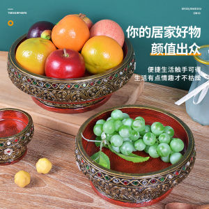Fruit Plate Mongolian Snack Display Plate Storage Fructose Light Luxury Tibetan Fruit Plate Home Living Room Thai Chinese Dessert Storage