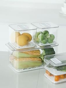 Refrigerator Stackable Food Clear House Cereal Storage Containers Storage Fridge Plastic Food Storage bins box-TY9077