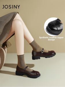 Josiny | Mary Jane College Black Strap Flats Thick Sole Women Shoes
