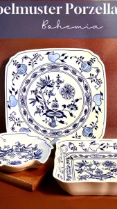 Zwiebelmuster Porzellan - Czech - 01 Món Thố Dĩa Hoa Văn Rau Củ