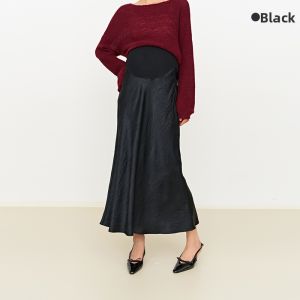 SELLYNEAR | Maternity Skirt Pregnancy Support Satin Acetate Spring Summer Fashion Slant Cut