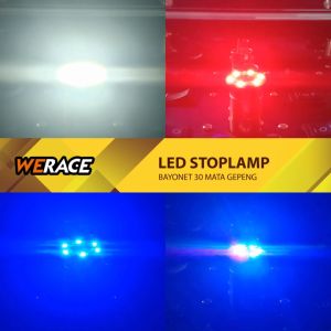 WERACE Lampu Stop LED Lampu Belakang Dancing Stars Stoplamp 30 Mata Gepeng Flashing Kedip Running Bayonet 1157 Universal Semua Motor