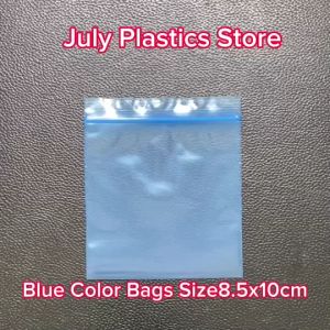 ถุงซิปสีน้ำเงิน Blue ขนาด 8.5x10 ซม. (แพค 100 ใบ) ถุงพลาสติกใส่ครื่องประดับ ถุงซิปใส่ของ ถุงใส่อาหาร ถุงซิปแบบ A โดย July Plastics
