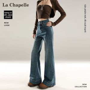 La Chapelle | Quần Jeans Flared Phong Cách Retro Đùi Cao Đục Lỗ