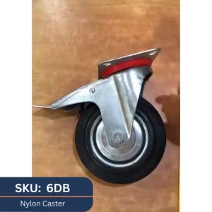 Plate Type Double Brake Black Rubber Wheel Casters 6 Inches for Industrial Automotive Medical Equipment