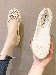 2024 K-style New Arrival Fashion All-Match Closed Toe Gel Shoes Womens Summer Cut Out Breathable Flats Sandals Women