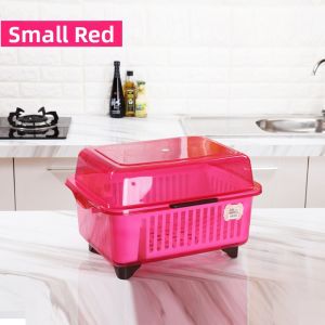 Large Capacity Water-draining Bowl Storage Box with Lid and Drain Holes
