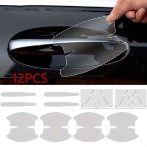 12P Car Door Bowl Handle Sticker Transparent Anti Scratch Anti-collision Strip Paint Protection Film Scratch Invisible Universal