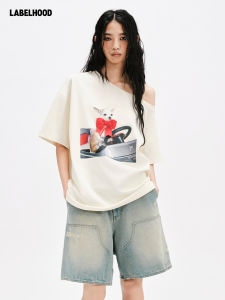 Fashionable Animal Oblique Shoulders Short Sleeve T-shirt New