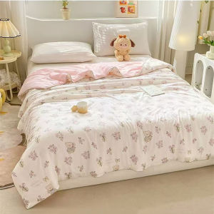 Summer Blanket Washed Cotton Quilt For Children Adult Bedding Cute Cartoon Printed Thin Comforter Twin Queen Size