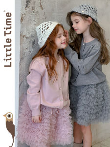 Áo Len Dệt Kim Thời Trang Cho Bé Gái Littletime Áo Khoác Cardigan Hở Thời Trang Thu Đông Mới Áo Len Dệt Kim Thủ Công Áo Khoác Cho Bé Gái