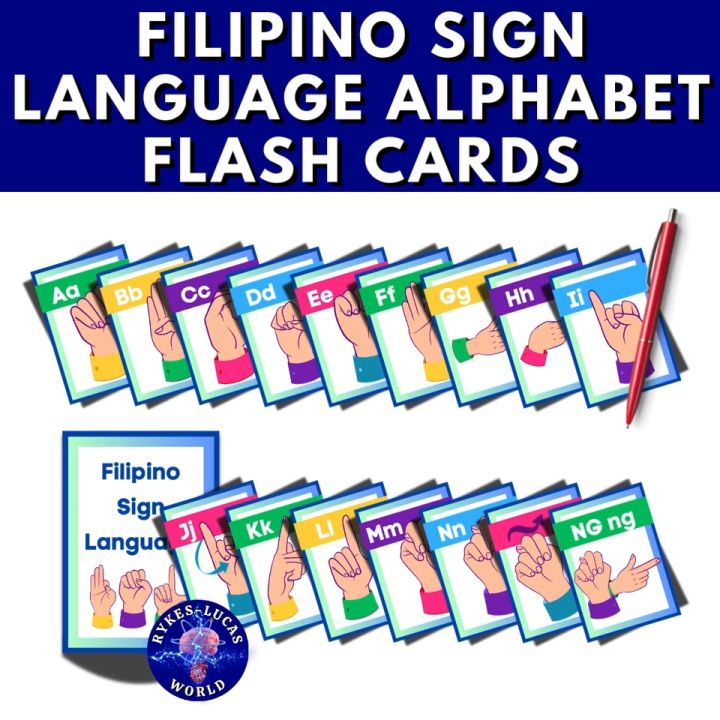 FILIPINO SIGN LANGUAGE FLASH CARDS FOR KIDS , ALPHABET FLASHCARDS, ASL ...