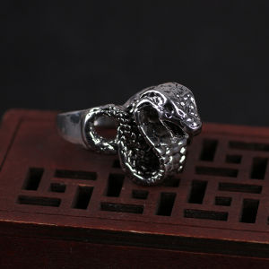 Cincin Elegan Desain King Cobra Silver (Adjustable)