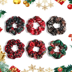 Retro Christmas Snowflake Fabric Hair Rope for Woman Fashion High Ponytail Hair Tie Girl Does Not Hurt The Hair Scrunchie