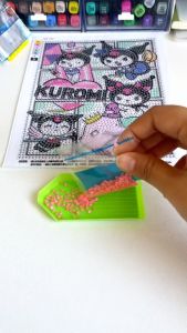Lukisan Berlian Kuromi DIY Kanak Kanak Gambar Tampal Sanrio Kawaii Hiasan Bilik Perempuan Sanrio Diamond Painting Stickers Kuromi Cinnamoroll Kids Girl Art Crafts DIY Gift 库洛米钻石画新款贴画儿童diy高难度砖贴画手工满钻三丽鸥女 A121