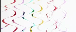 (1Pack-6pcs) Shinning Color Double Swirl Party Decoration Whirls Glitter Foil Ceiling Wall Hanging PVC Plastic Streamer