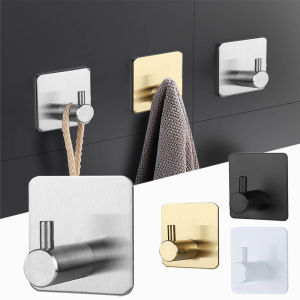 1/4PCS Stainless Steel Adhesive Hooks Heavy Duty Strong Wall Hanging Hook Waterproof Kitchen Bathroom Towel Holder Home Organizer Hooks