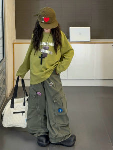 MPW | Fashionable Cool Girls Spring Autumn Two-Piece Set Sweatshirt Workwear Pants Outfit Trendy Medium Large Children MPW Clothing