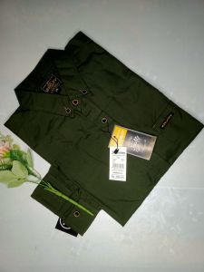 kemeja polos pria warna hijau armi hijau lumut lengan panjang dan pendek bisa couple