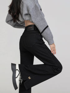 High Waist Cotton Denim Pants Womens Black Micro Flared Jeans Semir Spring 2025 Slim Fit Small Stature Casual Style