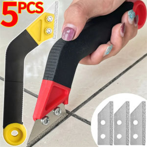 5PCS Tile Grout Removal Tool Angled-Design Grout Hand Saw with Diamond Surface Blades Mortar Cleaning Wallpaper Paint Scraper