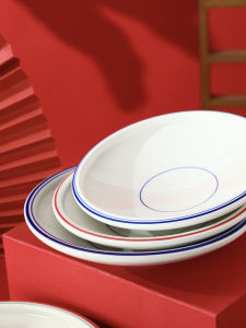 Hunan Cuisine Underglaze Color Basin Plate Ceramic Boiled Boiled Fish with Pickled Cabbage and Chili Bowl Duck Blood in Chili Sauce Restaurant Hotel Custom Logo Signature Dish Plate