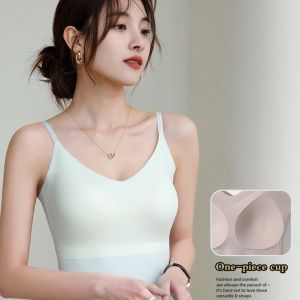 Integrated Latex Cup Pad Ice Silk Seamless Backless Vest Anti-Sagging New Upgrade Womens Yoga Sports Wear Nylon Fabric