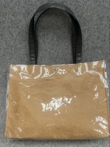 กระเป๋าทรงสี่เหลี่ยมทรงพับได้ขนาดใหญ่ PVC กันน้ำ ผ้า DuPont กระเป๋าถือสะพายไหล่ข้างเดียว กระเป๋าถือโลโก้ สไตล์ย้อนยุค สีสันสดใส