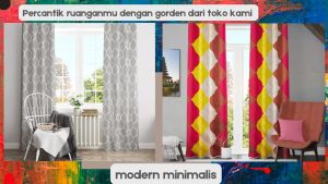 Gorden/hordeng/tirai smokering minimalis FREE hook&tali size L120cm X T225cm gordeng hordeng kordeng