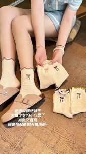 Lolita Ribbon Lace & Korean Style Long Socks: Women's JK Japanese Casual Cotton Socks (5 Pairs)