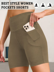 High Waisted Biker Shorts For Women With Pockets Super Soft No See Through Workout Running Yoga Athletic Push Up Gym