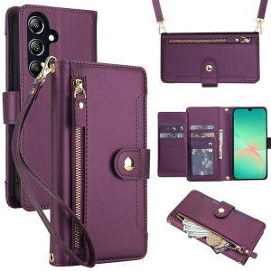 Card Case For Samsung With strap lanyard Mobile Phone Shell With Cards Holder Coin Purse Case Casing Cards Slot Cases For Samsung Galaxy A12 A56 A52 A36 A13 A53 A14 A24 A54 A15 A25 A35 A55 A16 A26 A05 Flip Leather Cover With Wallet Bag