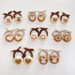 K-style New Arrival Ins Wind Net Red Milk Tea Color Baby Hair Ties Rubber Band Does Not Hurt Hair Thumb Ring Cute Tie Small Pull