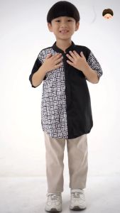 Yobebee Kemeja Batik Tangan Pendek Anak Laki Laki Usia 2 4 6 8 10 12 Tahun Baju Atasan Kids Casual Formal Katun Kemeja Anak Cowok Kerah Chiangi Koko Couple Kembaran Anak dan Ayah